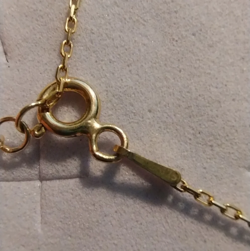 17.5" 925 Italy Gold overlay Necklace with 5 stones - Picture 7 of 13